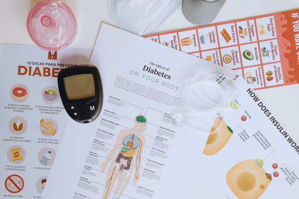 a blood glucose meter with medical records containing information on insulin resistance and diabetes
